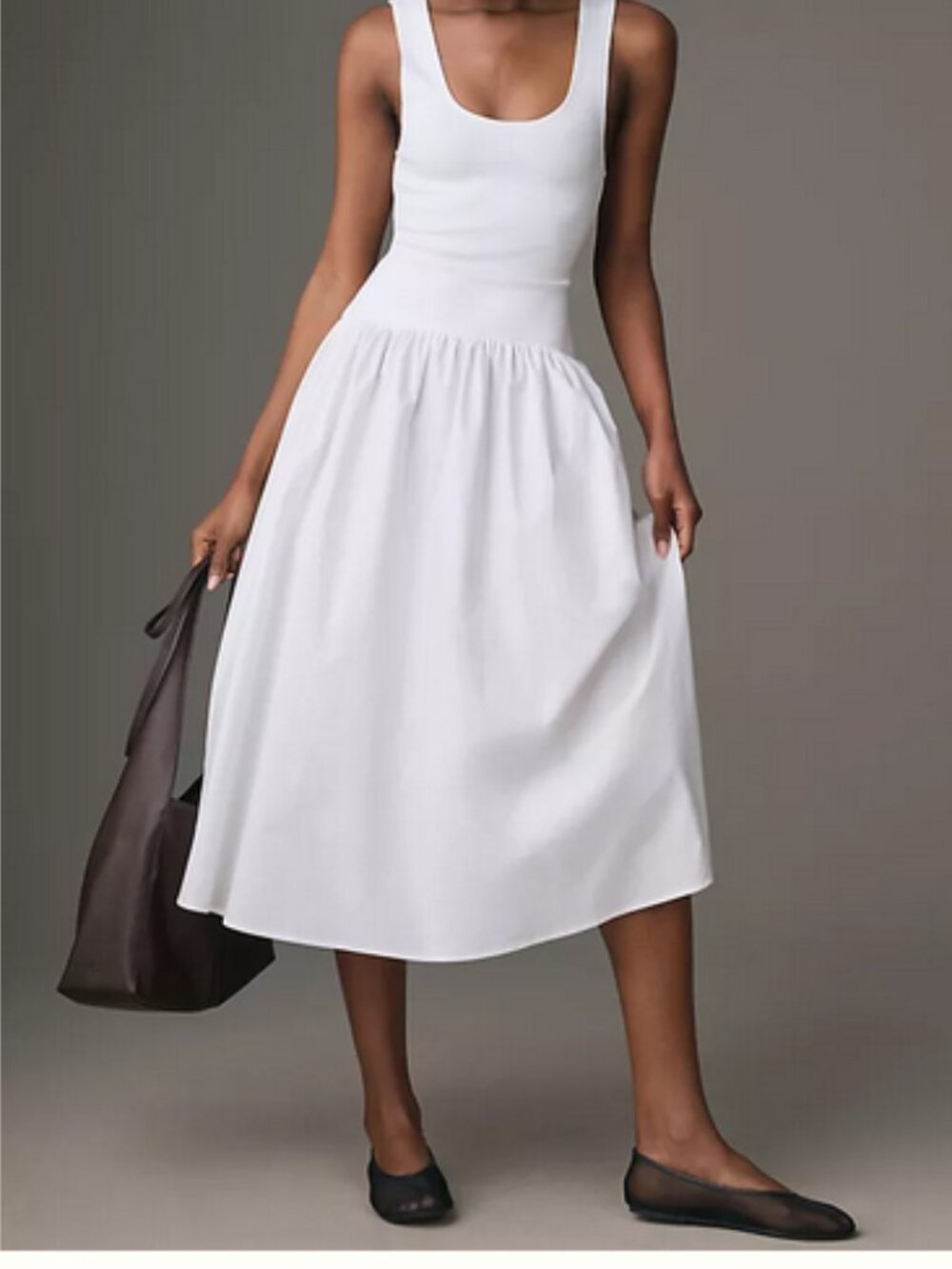 New! WeWoreWhat Scoop Tank Midi Dress In White Rib Size Medium - Picture 8 of 9